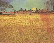 Sunset:Wheat Fields near Arles (nn04), Vincent Van Gogh
